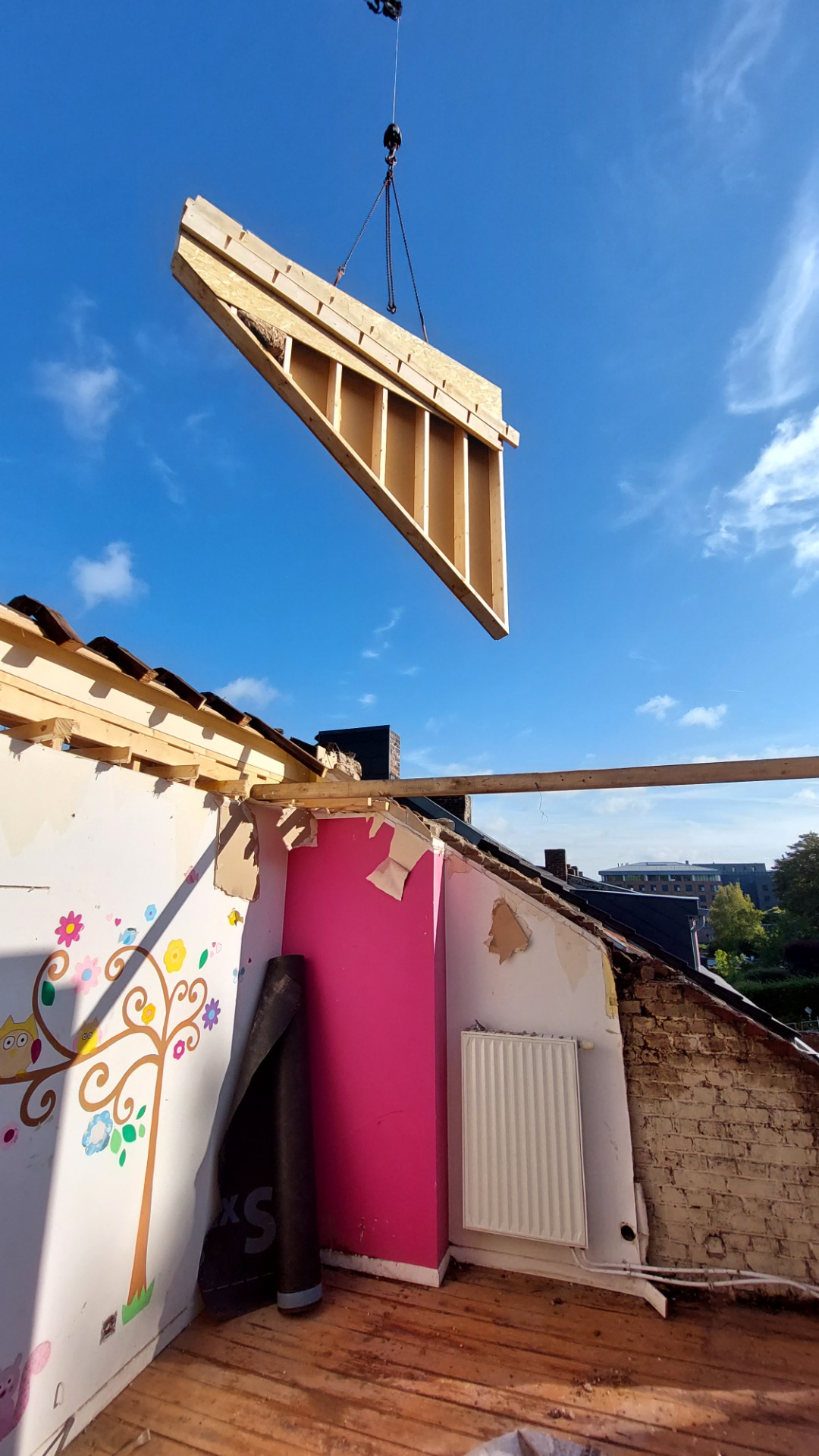Photo d'un projet de rehausse d'une habitation mitoyenne à Liège
